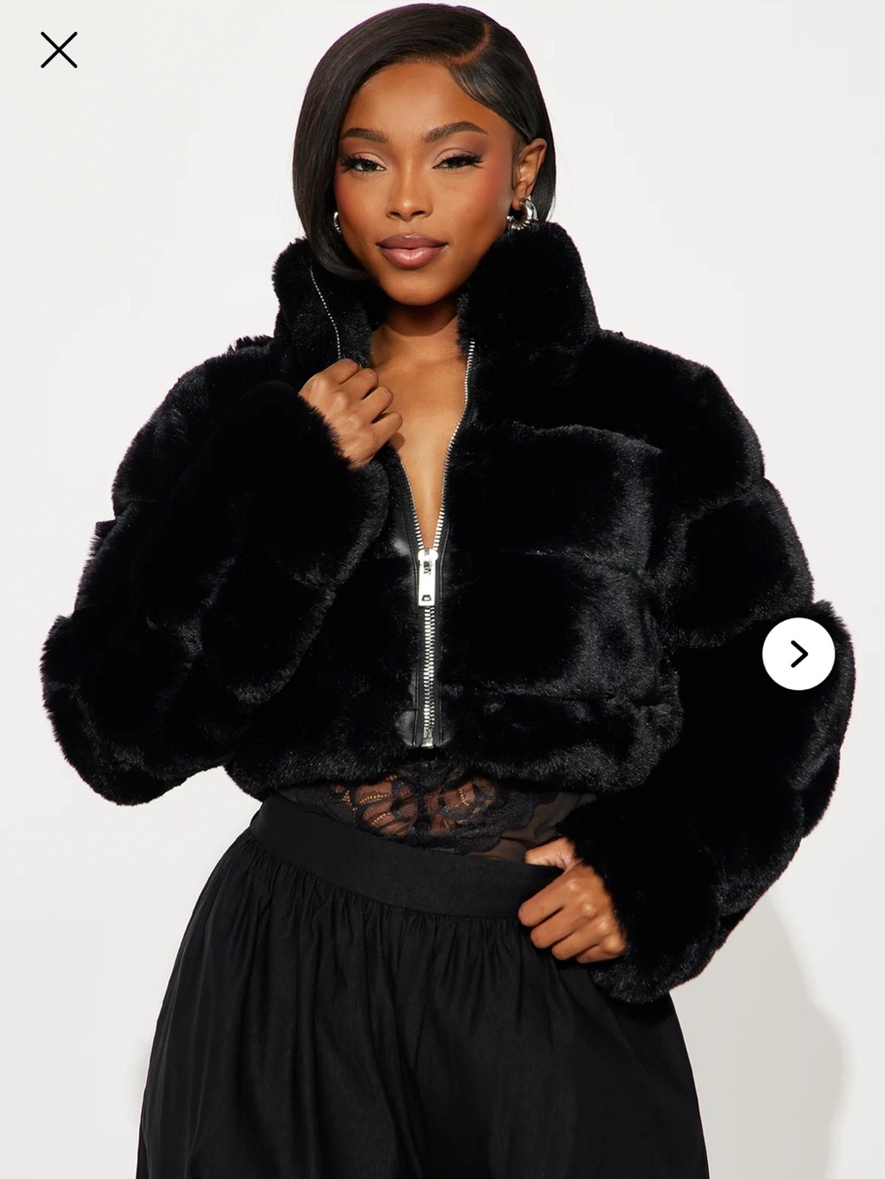 Fashion Nova Ella Faux Fur Jacket - Black